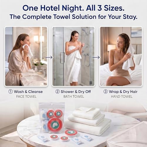 14-Pack Disposable Travel Towels, 3 Sizes, 2 Extra Large Bath Towels - Image 2