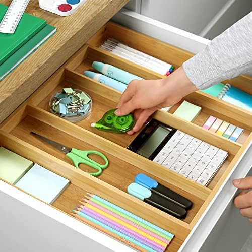 ROYAL CRAFT WOOD Luxury Bamboo Kitchen Drawer Organizer - Silverware Organizer - Utensil Holder and Cutlery Tray with Grooved Drawer Dividers for Flatware and Kitchen Utensils (5 Slot, Natural) - Image 3