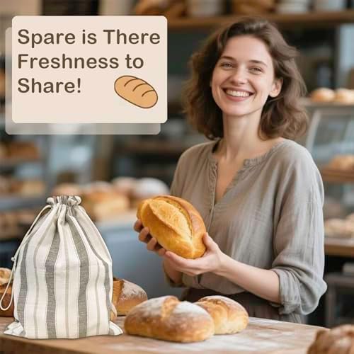 Premium Bread Bags for Homemade Loaves, XL Reusable Linen with Plastic Lining, Equipped with Convenient Drawstring for Ultimate Freshness, BPA-Free, Ideal for Sourdough & Artisan Breads, 1 PCS - Image 6