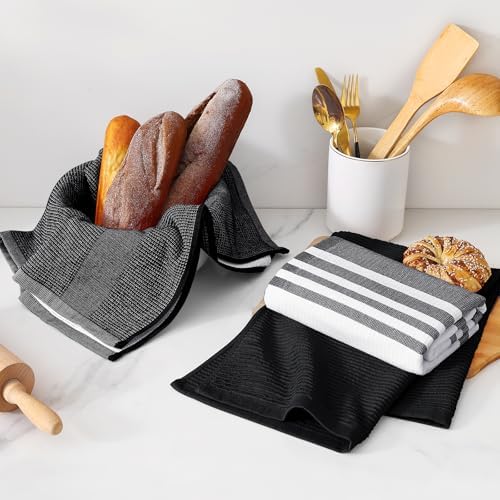 Homaxy Cotton 380 GSM Premium Kitchen Towels, 18"x 28", 12 Pack, Black - Image 6
