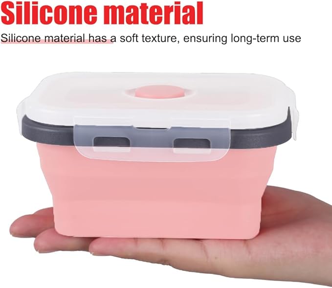 MiOYOOW Collapsible Camping Bowls with Lids, 4PCS Silicone Food Storage Containers, Heat Resistant Foldable Lunch Boxes for Camping Hiking Picnic BBQ Outdoor Cooking