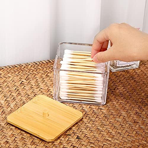 Hipiwe Acrylic Q-Tip Holder Dispenser with Lid Clear Bathroom Canisters - Image 7