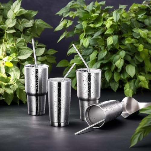 18-Pack Reusable Stainless Steel Metal Straws with Cleaning Brush - Long Metal Straws Drinking for 30 oz and 20 oz Tumbler Eco Friendly - Image 5