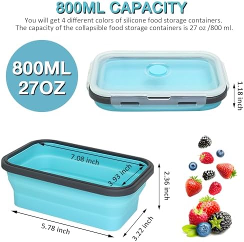 Collapsible Silicone Food Storage Container 4 Pack(27 Oz) - Image 2