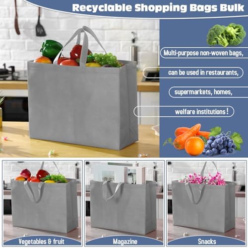 Windyun Reusable Grocery Bags Large Non Woven Shopping Bags with Handles Foldable Portable Tote, 16x6x12 Inch - Image 6
