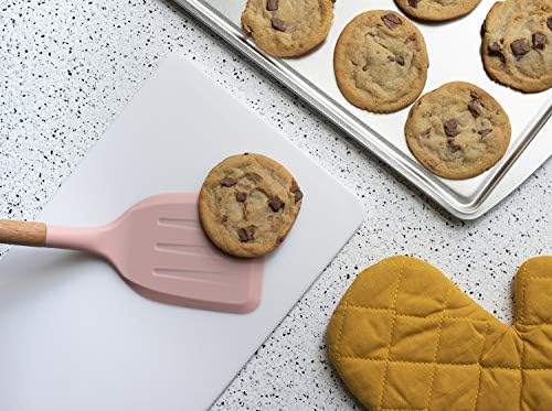 Country Kitchen Non Stick Silicone Utensil Set with Rounded Wood Handles for Cooking and Baking, 6 Piece Set, Pink - Image 4