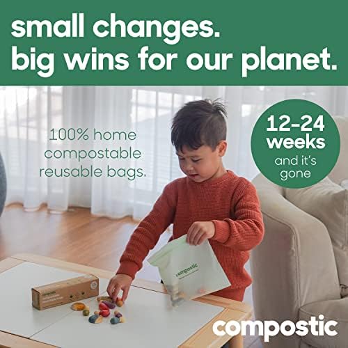 Compostic Compostable XL Sandwich Bags, 200 Ct Bulk, Zip-Seal - Image 2