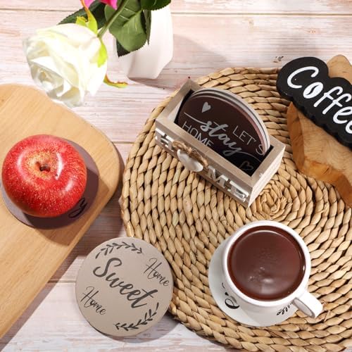 Queekay House Warming Gifts New Home Farmhouse Coasters Set of 6, Cinnamon - Image 5