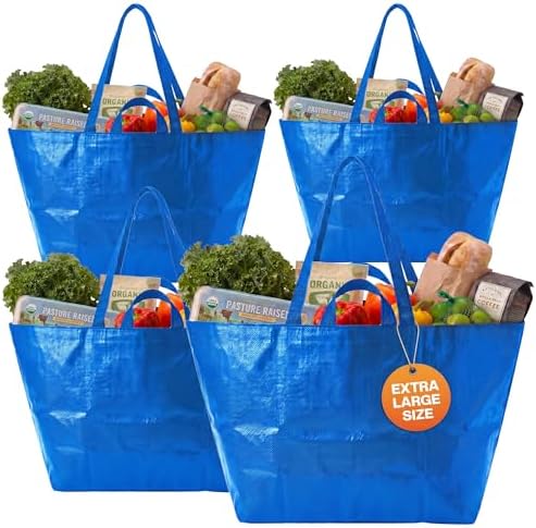 DURASACK Haul-It-All Extra-Large Reusable Shopping Bag, Blue, Pack of 4 by DURASACK