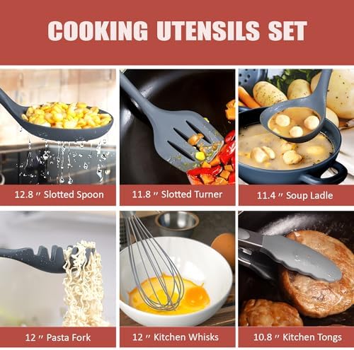 RAXCO Kitchen Set,18-Piece Cooking Utensils and Kitchen Knife Set,Gray - Image 5