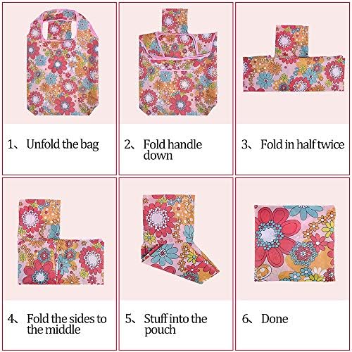 Reusable Grocery Shopping Bags 6|10 Pack, Foldable Tote Bags, Machine Washable Nylon Shopping Totes for Groceries - Image 6