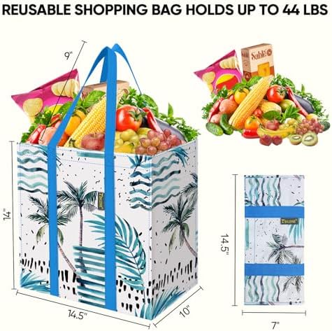 BALEINE 8 PK Grocery Bags Reusable Shopping Bags with Reinforced Bottom, Heavy Duty Foldable Tote Bags (Combo) - Image 2