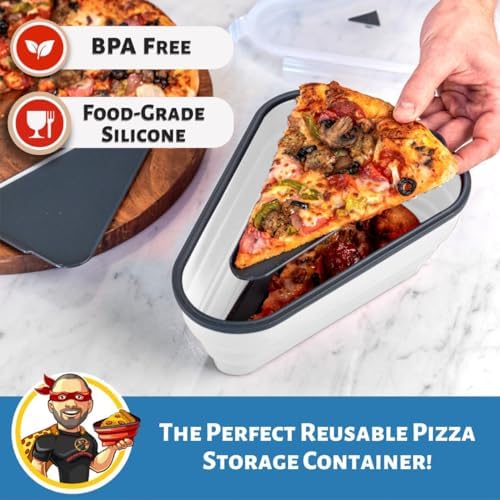 PIZZA PACK The Perfect Reusable Pizza Storage Container with 5 Microwavable Serving Trays - BPA-Free Adjustable Pizza Slice Container to Organize & Save Space, 3 Pack, White - Image 2