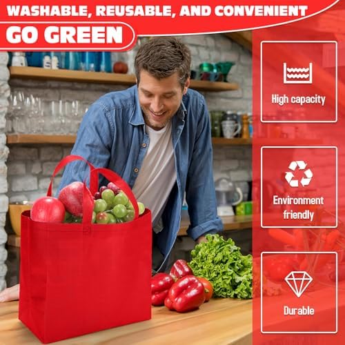 Windyun Reusable Grocery Bags Non Woven with Handles - Image 4
