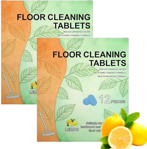 Floor Cleaning Tablets for Mopping, Multi-Surface Hard Floor Cleaner Pods for Wood, Tile & Marble, Quick Dry No Residue, Fresh Lemon Scent, Compatible with Robot Mops & Wet/Dry Vacuums (2pcs) by Unknown
