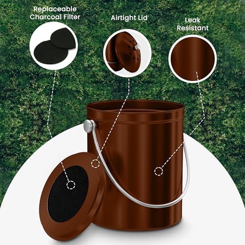 Utopia Kitchen Countertop Compost Bin 1.3 Gallon, Stainless Steel, Copper - Image 5