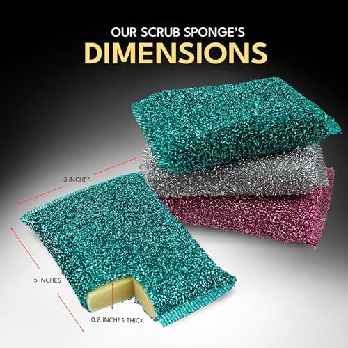 Dish Sponges for Kitchen (6 Pcs Pack) - Non Scratch Scrubbers for Cleaning Dishes - Reusable Dish Sponge Scrub Pads for Dishwashing & Washing - Household Scrubber Supplies & Tool for Pots, Pans, Sink - Image 3