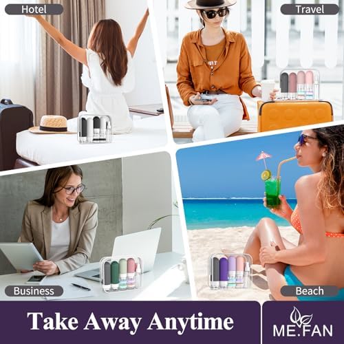 ME.FAN Travel Bottles for Toiletries,18 Pack Silicone Portable Size Bottle, TSA Approved Refillable Cosmetic Container Kits for Conditioner, Shampoo, Lotion,Face Cream - Black/White - Image 5