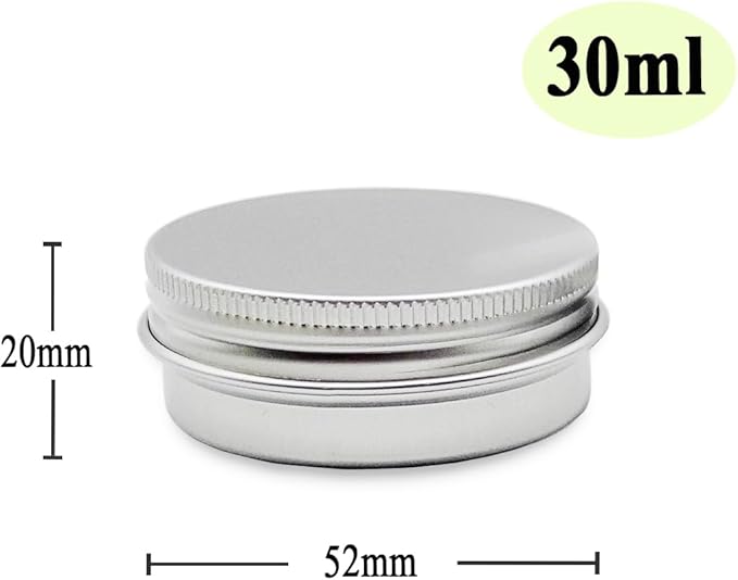 12pcs 1oz 30ml Aluminum Tin Jar, 30g Refillable Makeup Container, 30 Gram Silver Screw Lid Round Can Sample Pot for Cosmetic DIY, Lip Balm, Cream, Salve, Toner, Candle, Free Spatulas +Lables
