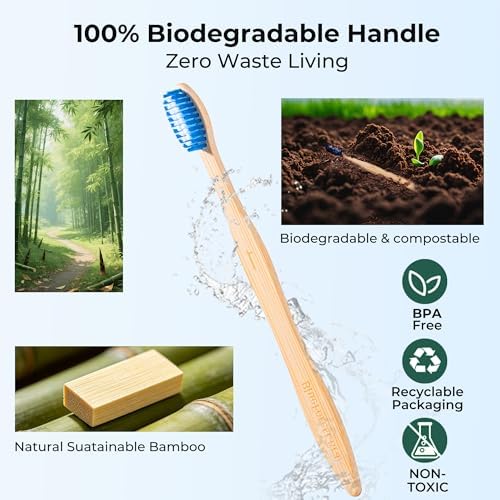 Bamboo Toothbrushes, Natural Plastic Free Toothbrush 50 Pack - Image 4