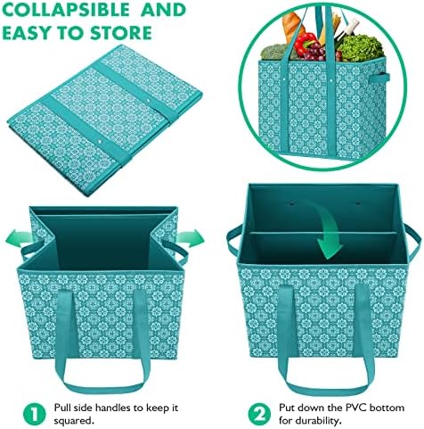 Reusable Grocery Bags 2 Pack, Foldable & Water Resistant Shopping Bags - Image 5