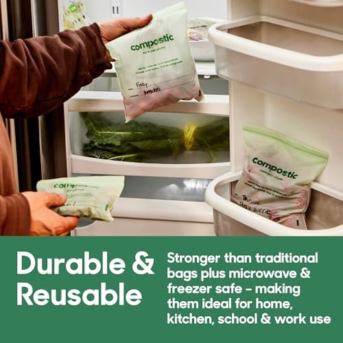 Compostic Compostable Snack Bags, 100 Ct Essential, Zip-Seal - Image 3