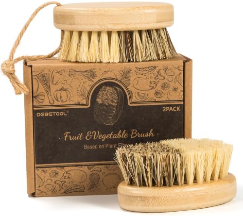 DEBETOOL 2-Pack Bamboo Vegetable Brush Scrubber for Food by DEBETOOL