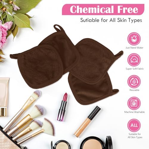 Orighty Makeup Remover Cloths, 12 Pack Makeup Eraser Cloth, 5x5 Inch Brown - Image 3