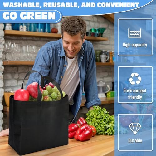Windyun Reusable Grocery Bags Non Woven with Handles - Image 5