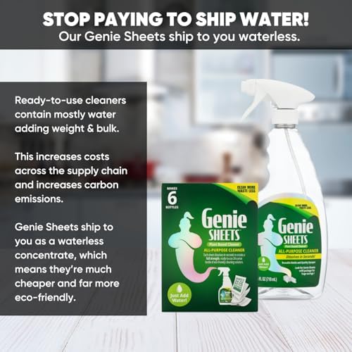 Genie Sheets All Purpose Cleaner | 1 Bottle with Sprayer + Concentrate Makes 6 24oz Refills | Professional-Strength | Just Add Water | Sustainable Eco-Friendly Plant-Based - Image 4
