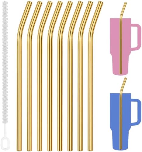 Tomorotec 8PCS Stainless Steel Straws Fit for 40oz Stanley Tumblers, Gold by Tomorotec