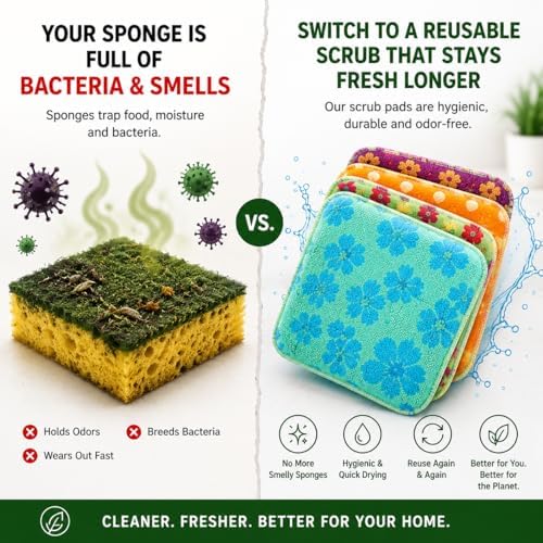 Reusable Dish Scrubbers (4 Pack) – Odor-Free Sponge Alternative, Non-Scratch Kitchen Scrubber for Dishes, Pots & Pans – Long-Lasting, Eco-Friendly Cleaning Pads - Image 2
