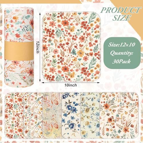 Redbaker 30 Pcs 18 Pcs Reusable Paper Towel for Kitchen,Vintage Flower - Image 2