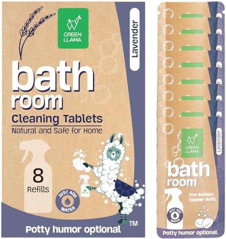 Green Llama Bathroom Cleaner Refill 8-Pack: Certified Compostable Packaging, Eco-Friendly & Sustainable Natural Cleaning Solution for a Sparkling Clean Bathroom by GreenLlama