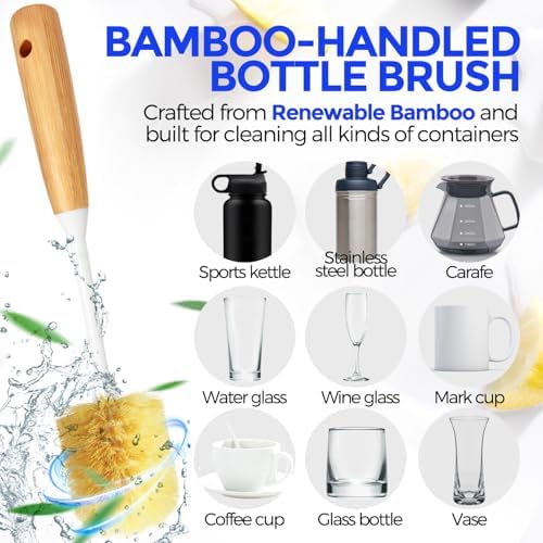 Holikme 6 Pack Dish Brush with Bottle Brush Scrub Brush Straw,Amarillo - Image 3