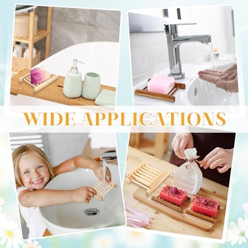 Sawysine 50 Pcs Bamboo Soap Holder Self Draining,Charcoal and Wood Color - Image 5