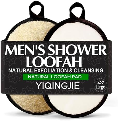 YIQINGJIE Upgraded Large Natural Egyptian Loofah for Men,2 Count,Black by YIQINGJIE