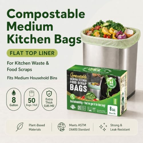 UNNI 8 Gallon Compostable Bags, 100 Count, 30 Liter, Extra Thick 0.85 Mil - Image 2