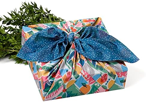 SHIKIWRAP Reusable Furoshiki Gift Wrap, 18-Inch, Shapes & Snow - Image 2