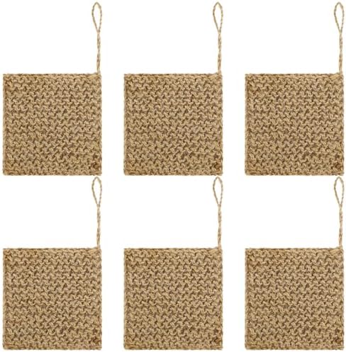 Sliner 6 Pack Natural Hemp Dish Sponges, 4x4 Biodegradable Scrubber by Sliner