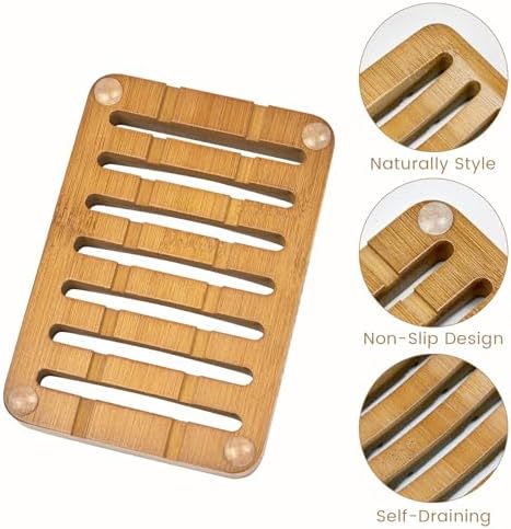 Curved Slotted Wood Soap Dish, 1 Pack, Warm Brown - Image 2