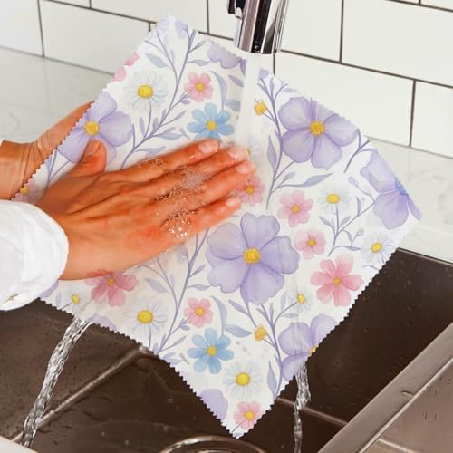 Reusable Beeswax Wraps, Watercolor Floral Beeswax Wraps, 9 PCS Eco-Friendly Food Storage, Organic Cotton, Sustainable, Zero Waste, Plastic-Free, For Sandwich, Bread, Bowl, 1XL, 3M, 5S - Image 6