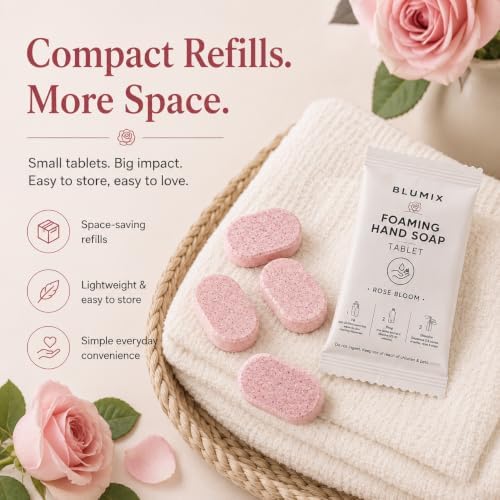Foaming Hand Soap Refill Tablets, Concentrated Hand Soap Tablets, Just Add Warm Water, For Reusable Foaming Soap Dispensers (6 Count, Rose, Refill Only) - Image 5