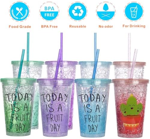 Dakoufish 11 inch glitter clear 12 piece reusable straw replacement plastic straw for 16 oz 18oz 20 oz 24 oz 30 oz yeti,stanley,tumblers starbucks straws plus one cleaning brush (6 color,11 inch) - Image 4