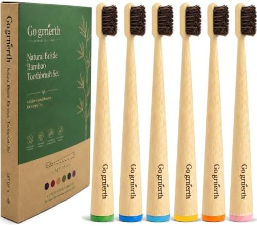 Horse Bristle & Bamboo Toothbrushes 6-Pack (Soft) by Go+grnerth