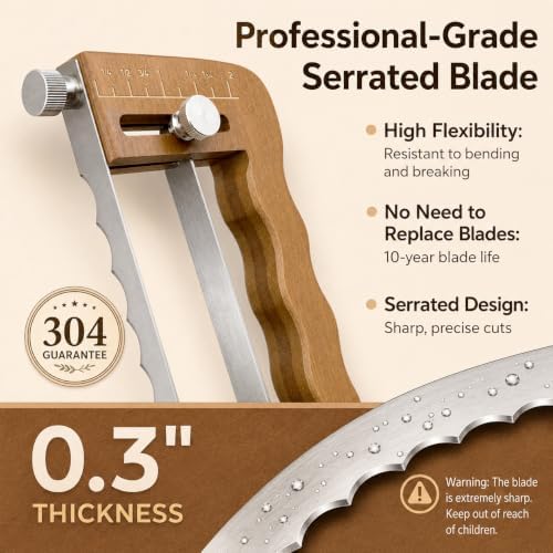 Adjustable Bread Slicer,Bread Knife For Homemade Bread,Bread Cutter for Sourdough Starter Kit,Sourdough Bread Knife with Serrated Stainless Steel Blade&Precision Thickness Guide,Gift For Bakers - Image 4