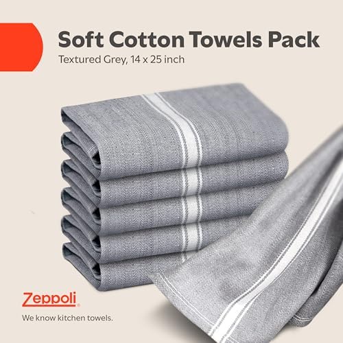 Zeppoli Classic Kitchen Towels - 15 Pack 100% Natural Cotton Towel Set, Reusable Wash Cloths, Absorbent Dish Towels, Machine Washable Hand Towels, Kitchen Essentials - 14” by 25” - Black - Image 2