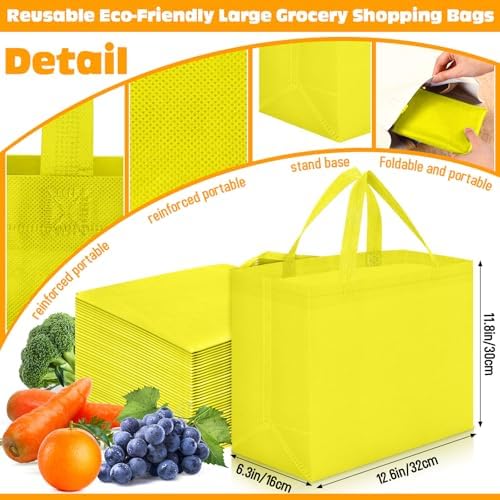 Windyun Reusable Grocery Bags Non Woven with Handles - Image 3