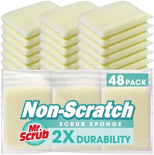 Sponges Kitchen Scrub Dish Sponge Scouring Pad, 48 Pads Cleaning Brush Dishwasher Soap Supplies, Dishwashing Dinnerware Towels Sink Pan Pot Cloth Rags Holder Bathroom Bathtub by MrScrubCleaninghelpers