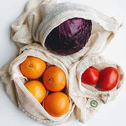 Reusable Mesh Produce Bags made from 100% Organic Cotton - 12"x10", Perfect Reusable Net Vegetable Bags - Washable Fruit, Vegetable & Produce Sacks (3 Medium) - Image 2